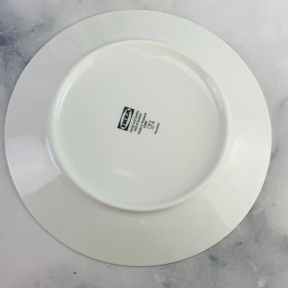 Ikea of Sweden 21986 Porcelain All White Round Rim Luncheon Salad