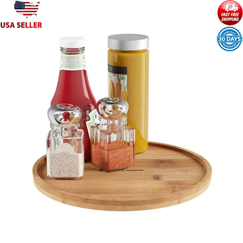 Bamboo Lazy Susan Turntable Organizer 10 Inch 360 Degree Rotating