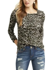 Time And Tru Women's Black Soot Print Long Sleeve Scoop Tee Sz XL/XG(16-18) New