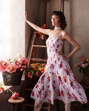 Prabal Gurung for JCPenney Floral Print Tiered Midi Dress Cotton Bld Rare 2