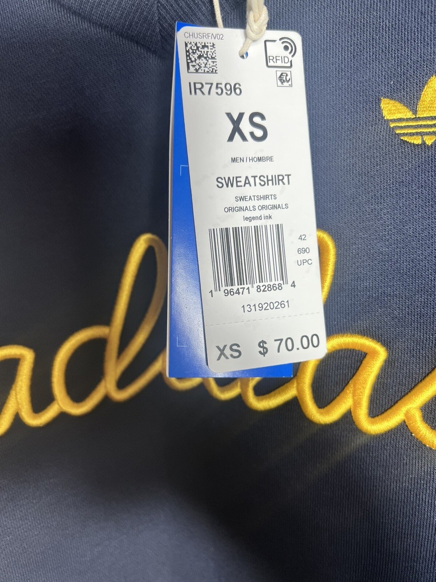 Adidas Originals Mens Nice Embroidered Sweatshirt Dark Blue Size