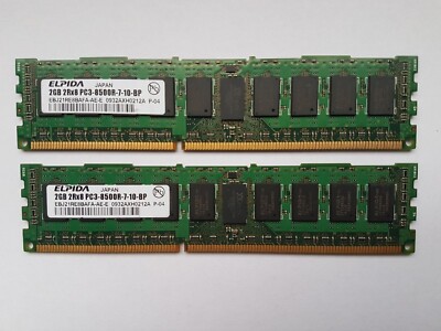 4GB (2 x 2GB) ELPIDA EBJ21RE8BAFA-AE-E  2GB		PC3-8500 DDR3-1066MHz