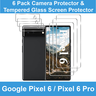 3 Pack - 6 Pack Tempered Glass Camera & Screen Protector For Google Pixel 6 Pro