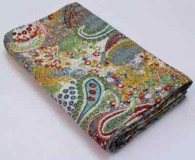 Paisley Print Indian Kantha Quilt Bohemian Kantha Quilts Handmade Vintage Quilts
