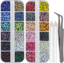 Glass Hotfix Rhinestones Bulk SS6 14400Pcs 24 Colors Hotfix Crystal Flatback Rhi