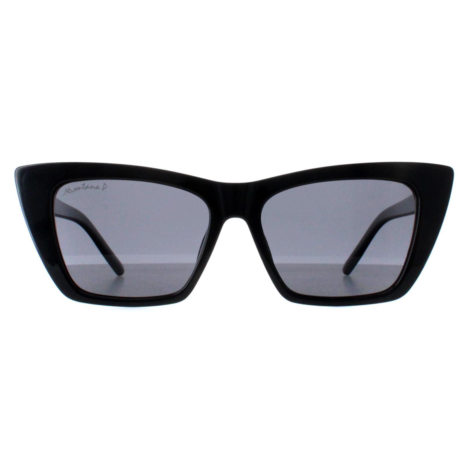 Montana Sunglasses MP64  Shiny Black Smoke Polarized