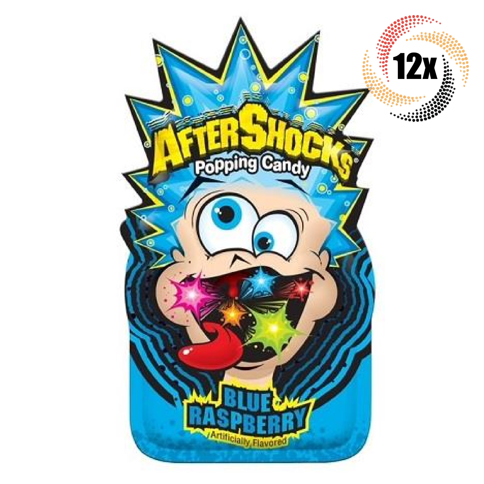 12 упаковок леденцов AfterShocks Blue со вкусом малины | 33 унции