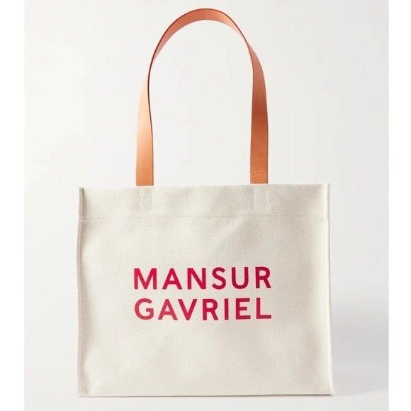 Mansur Gavriel $495 Logo Signature Shopper Printed Cotton Canvas Tote Bag  NWT