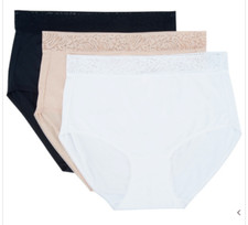 Breezies - Set of 3 Microfiber Full Brief Panties with Lace - Small - Basic