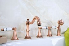 Antique Red Copper Roman Bathtub Faucet Set Bathroom Shower Mixer Tap Kit 2tf213