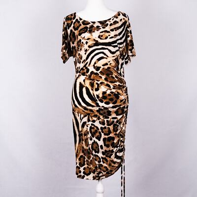 Cache Y2K BodyCon Animal Print Dress Women's Size SMALL Zebra Cheetah  Leopard