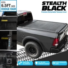 Stealth Black Premium MRB Retractable Hard Tonneau Cover For 2002-2026 RAM 6.5ft