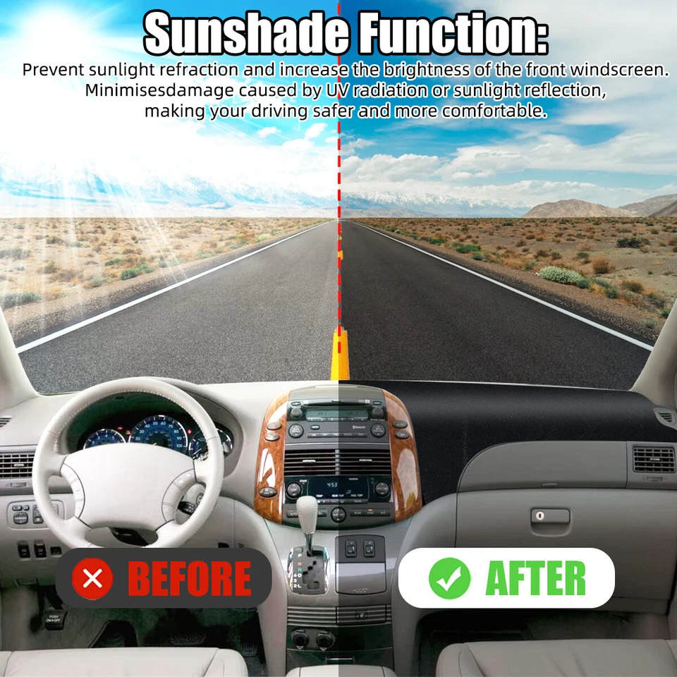 AMEYZPA For Toyota Sienna 2004-2010 Dash Cover Mat Car Dashboard Pad Anti-Slip — 第 4/4 张图片