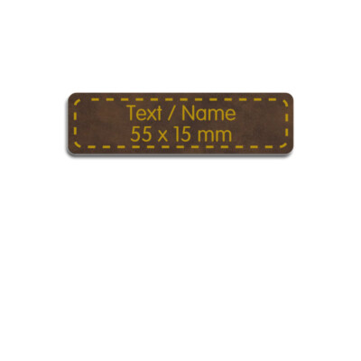 Aufnäher mit Wunschtext Name - Label Patch Kunstleder Applikation 55x15mm Gravur