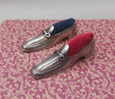 Ari Norman Loafer Schuhe massiv Sterling Silber Nadelkissen Nähen Hallmarked