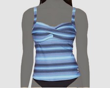  79 TYR Swimwear Women's Blue Tramonto Print Twisted Bra Tankini Swim Top Sz 8