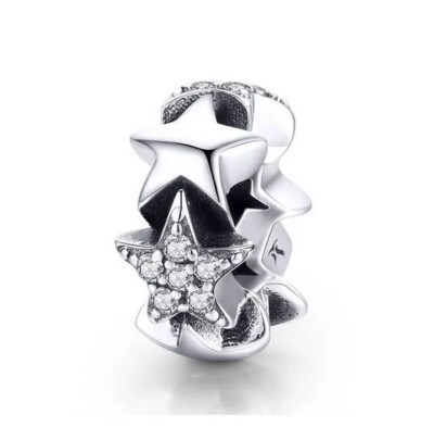 Charm Zwischenring 925 Silber Sterne Steinchen - Anhänger für Pandora Armband