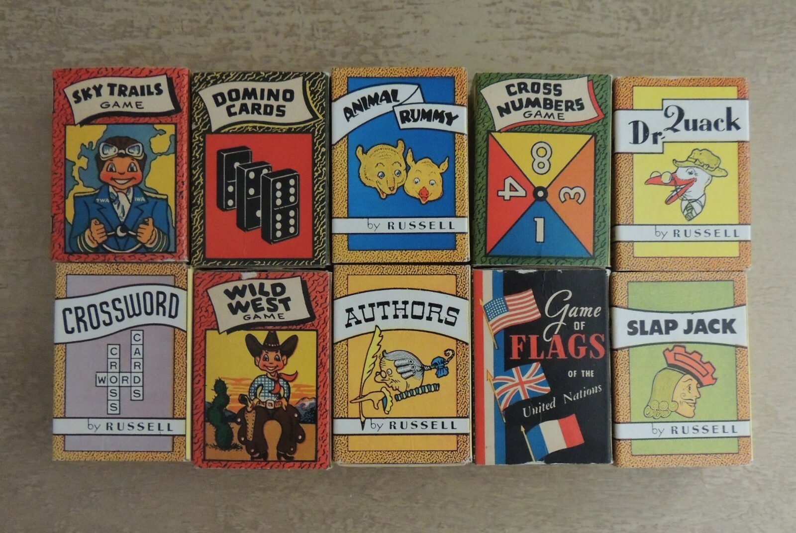 TEN 1950s RUSSELL Miniature Card Games for Children 1 5/8" by 2 1/2" Very  Nice | eBay