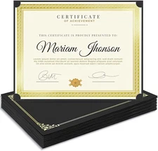 SUNEE Single Sided Certificate Holders, 15 Packs Black Diploma Holders, Certific