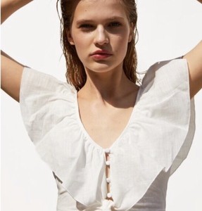 zara white ruffle top