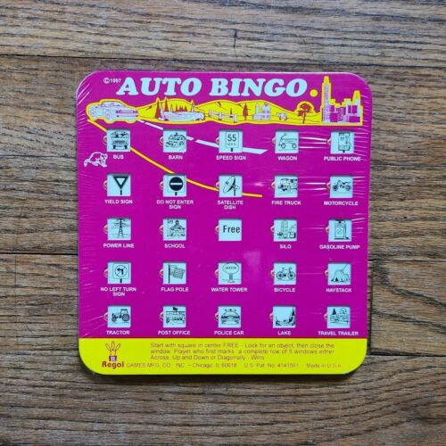 Road Trip Auto Bingo New 1997 Vintage Travel Set by Regal Games Sealed Packaging
