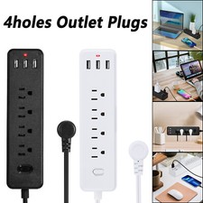 4 Outlet Wall Mountable USB Surge Protector Power Strip with USB Ports Plugs USA