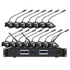 Conference Room System UHF 8 Channel 1 Chairman 14 Delegate Gooseneck Microphone