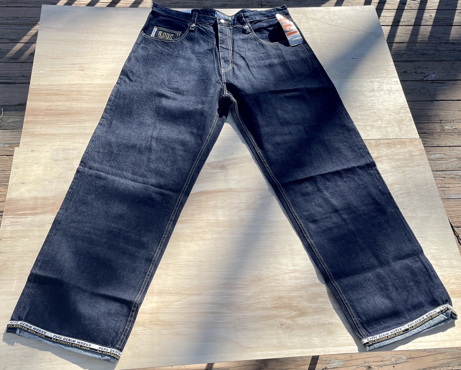 Pepe Jeans London Hoya Baggy Hip Hop Wide Leg Designer Blue Jeans Men’s 40x33