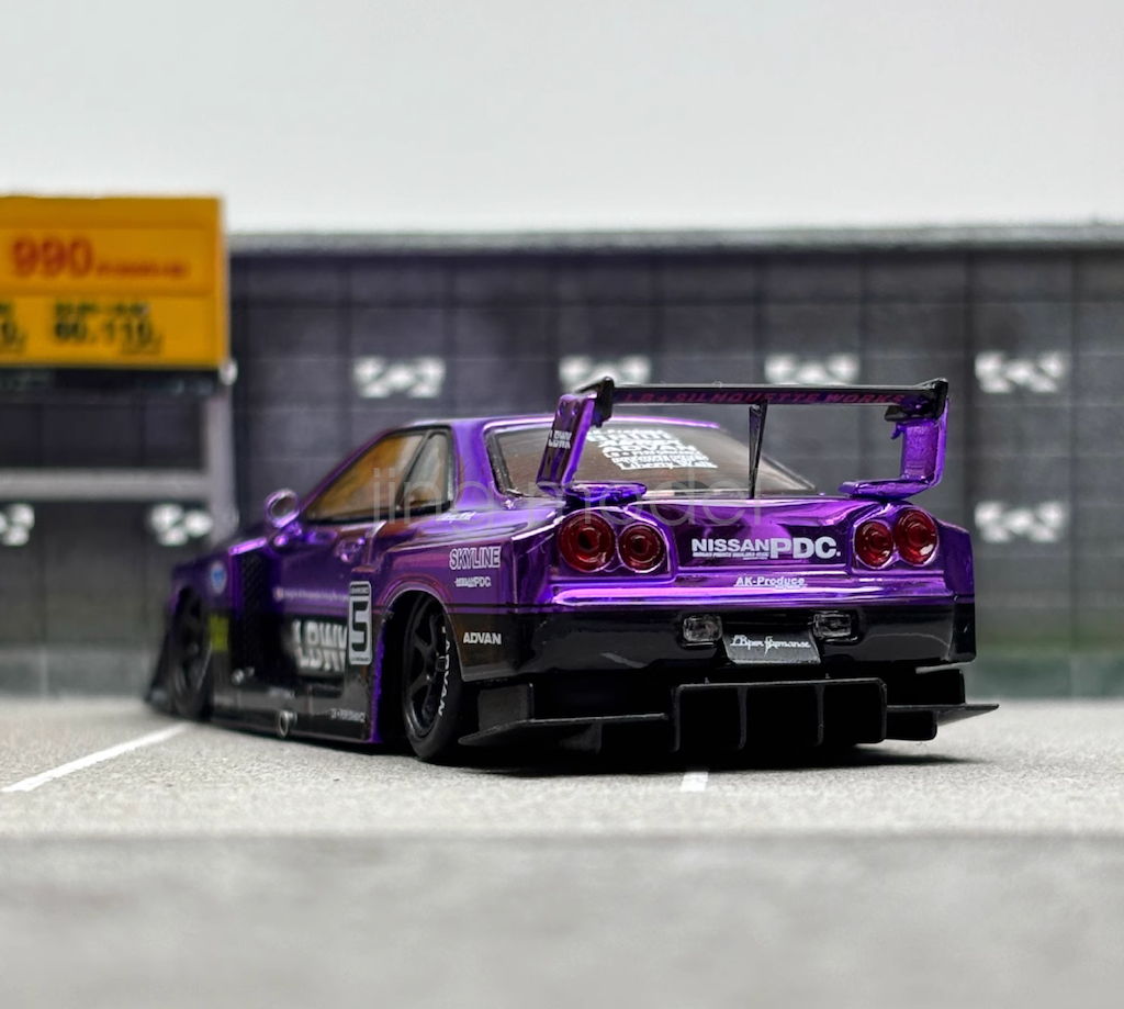 SW 1:64 Scale Plating Purple Skyline GTR ER34 LBWK Sport Model
