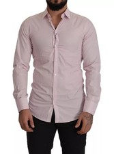Dolce & Gabbana Light Pink Cotton Dress Formal Men GOLD Men's Shirt