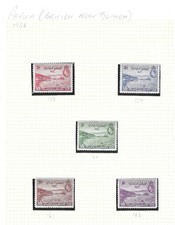 PAPUA 1938, FULL SET OF AIR MAIL POSTAGE STAMPS KING GEORGE VI, SG 158-162, MLH.