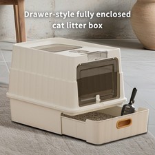 Extra Large Fully Enclosed Cat Litter Box, With Drawer  Top Entrance
