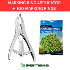SHEEP LAMB CASTRATION APPLICATOR BANDER + 100 LEADER MARKING GREEN TAIL RINGS