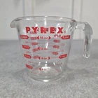 Vintage PYREX 2 Cup Measuring Cup Open End Stackable Handle Red Lettering USA