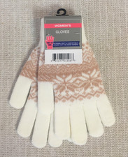 Gloves Women One Size White Light Brown Soft Longer Cuff for Added Warmth New