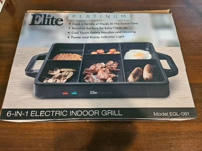 Elite By Maxi-Matic Platinum 6-in-1 Electric Indoor Grill NIB