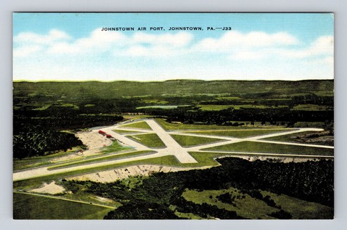 Johnstown PA-Pennsylvania, Aerial View Air Port, Antique Vintage Postcard