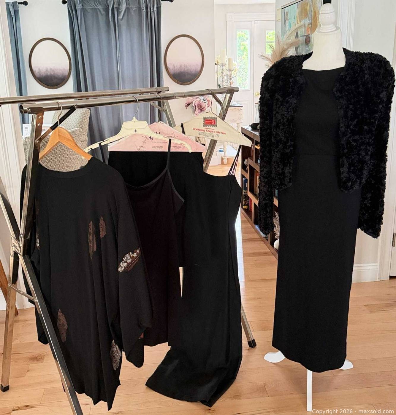 Vintage Black Wardrobe Lot Mr Mort Maxi Dress + Dress + Cami + Knit AS-IS 44 image 2