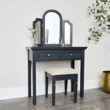 Large Dressing Table, Mirror & Stool Set - Daventry Black Range