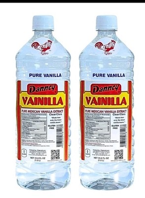 Twelve (12) Danncy Pure Mexican Vanilla Extract - CLEAR Color (1 Liter each) 