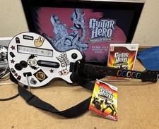 Nintendo Wii Guitar Hero W/ Les Paul Guitar & Game Bundle, Fully Tested See Clip