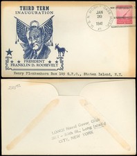 1941 *SCARCE* THIRD TERM INAUGURATION Cover, FRANKLIN D ROOSEVELT, NAVY HOSP CDS