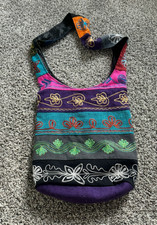 Boho Made in Nepal Multicolor Stripe Embroide...