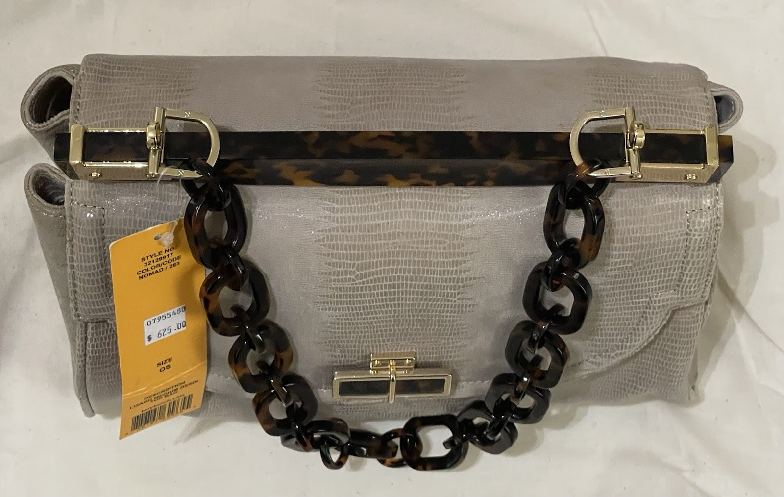 Tory Burch Lizard Medium Resin Top Handbag Rare! NWT image 4