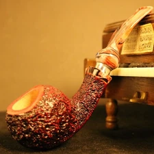 Ardor handmade heatherwood pipe with pitted color rubber and slightly curved
