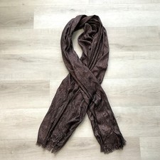 Womens Fringed Rectangle Scarf Shimmery Gold Black 82 x 40