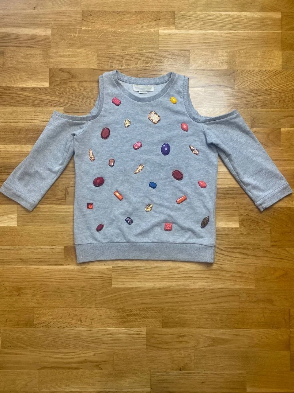 Stella McCartney — Stella McCartney Silk Blend Jewel Embellished Cold Shoulder Sweatshirt IT 40 / S