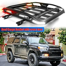 For Toyota 4Runner 50" Roof Rack Top Cargo Carrier Basket W/ Led Lights+Crossbar