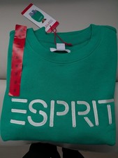 NWT Esprit Logo Fleece Crewneck Sweatshirt Green Viral 80's Medium