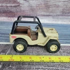 Vintage Tonka mini pressed steel and plastic Jeep gray and brown color